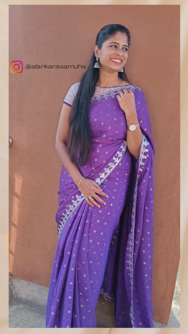 Soft Chinnon Silk Saree - Image 3