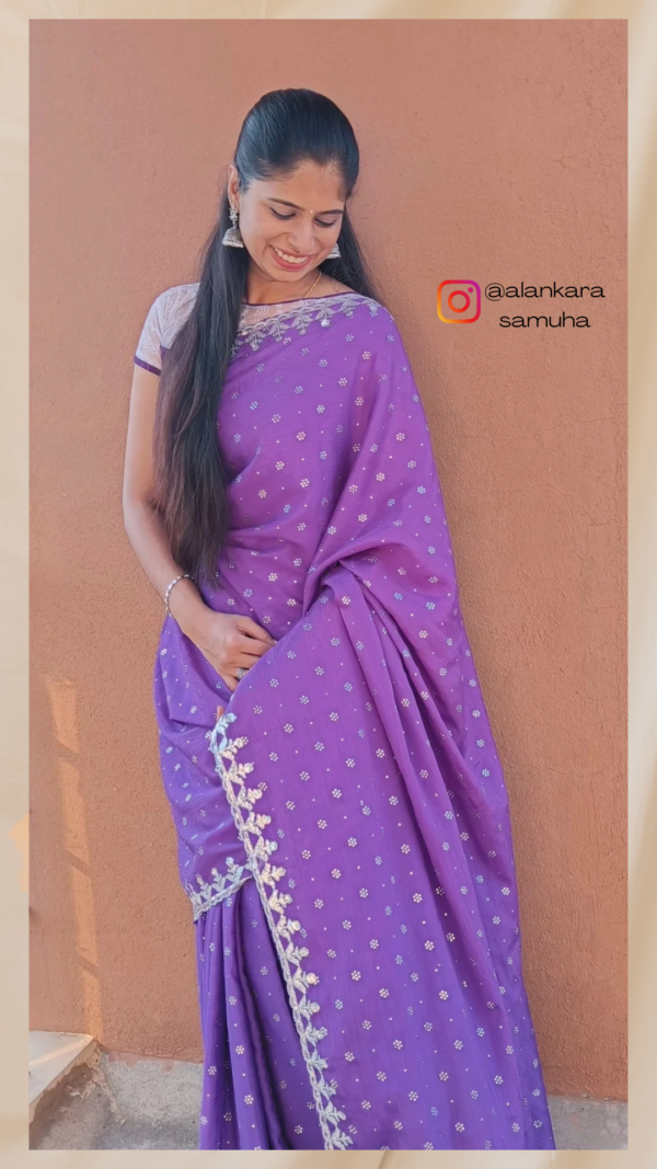 Soft Chinnon Silk Saree - Image 2